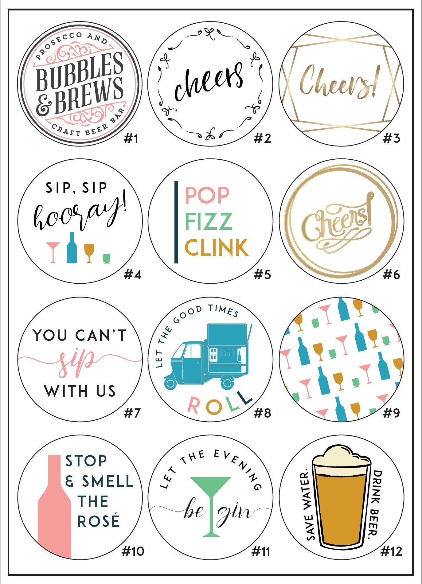 Premium Edible Icing Cocktail Toppers 24 Etsy