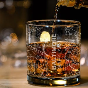 Your City Map Rocks Glass | Your City | Town Personalized | Etched Whiskey Glass (12oz) | Engraved Bourbon Glass | Custom Glassware Gift