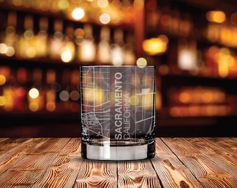City Map Glass Etched Whiskey Glass Map Glass Custom Drinking Glass Engraved Bourbon Glass Map Whiskey Glass Rocks Glass Birthday Gift Idea