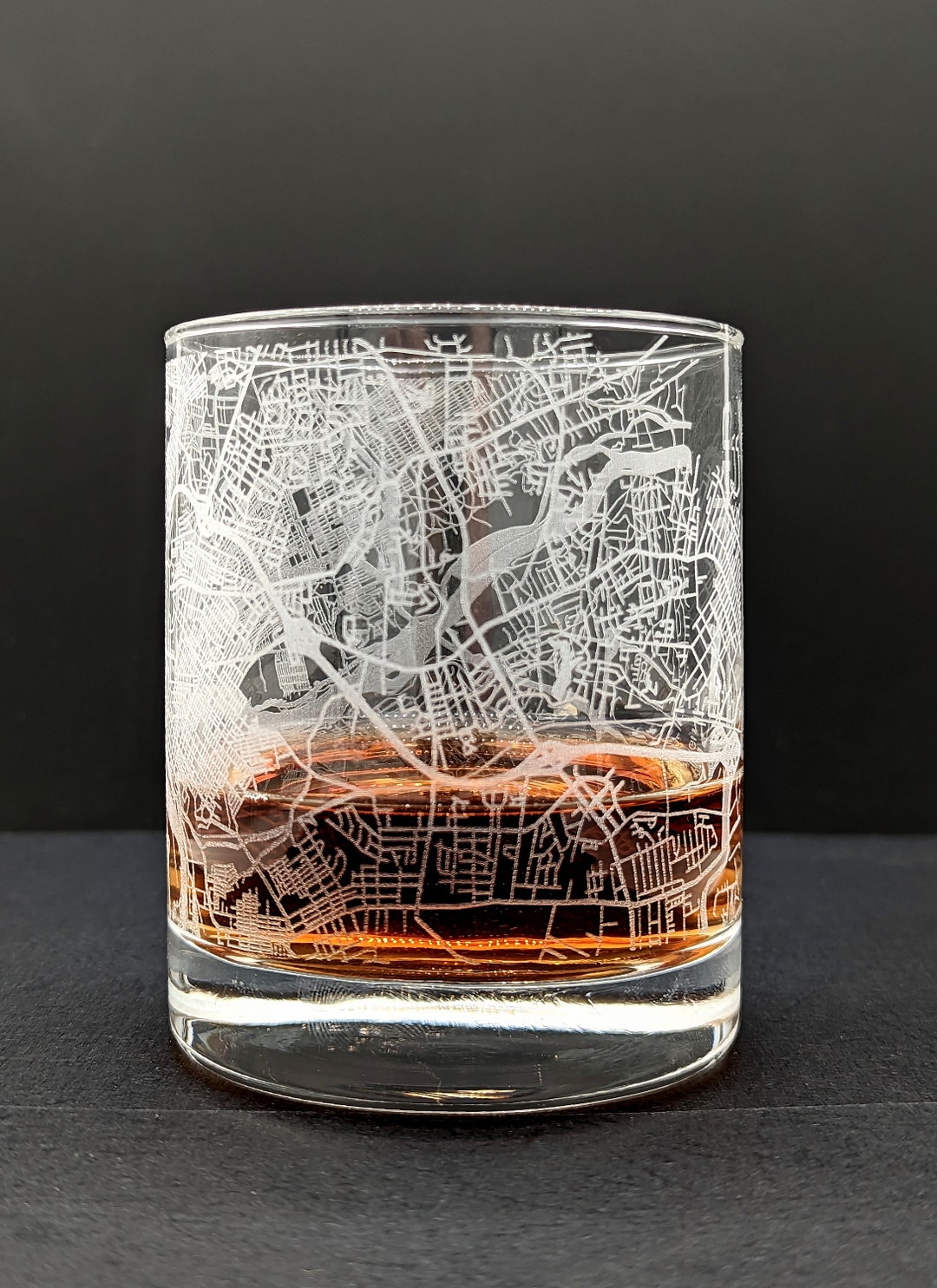 Your City Map Rocks Glass Your City Town Personalized Etched Whiskey ...