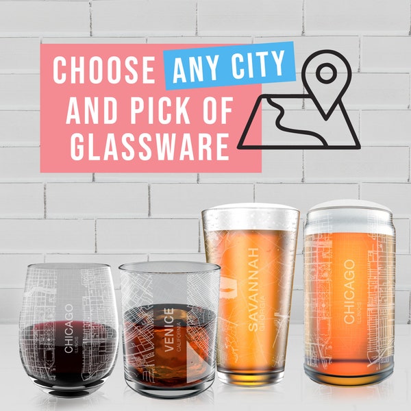 Phoenix, AZ Map Glass Gift | Pick Your Glass | Whiskey Glass, Wine Glass, Pint Glass, Highball Glass, Beer Can Glass or Champagne Flute