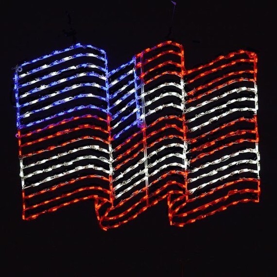 Patriotic American Flag LED Lighted Outdoor Decoration 4th of July