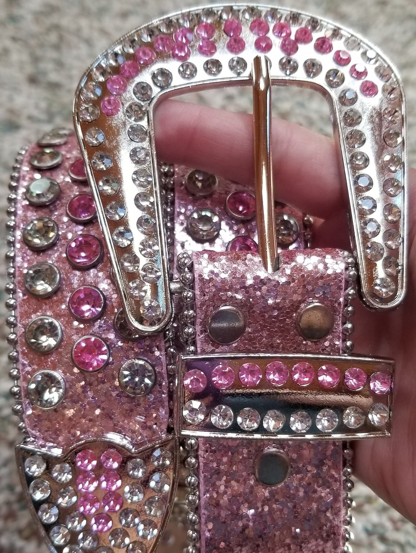 Pink Western Rhinestone Belts Glitter Women display picture 2