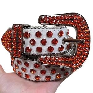 Western Rhinestone Belt Cowboy Cowgirl Rodeo Party Bling Sparkly Belts White Orange Belts for Men Women Pageant