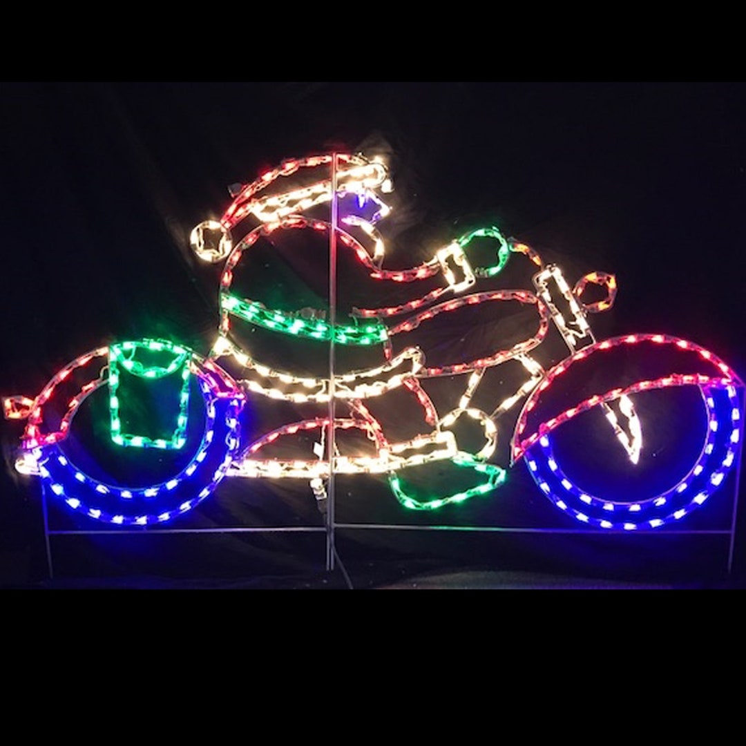 Christmas Santa Claus on Motorcycle Yard Art Outdoor Garden Decoration