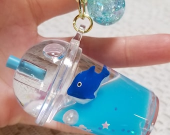 Blue Liquid Keychains Toy Bag Charm, Cute Kawaii Keychain, Bubble Boba Milk Tea