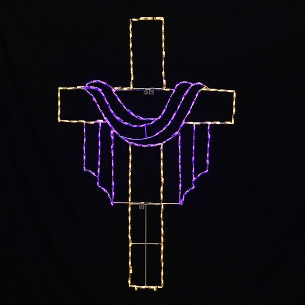 Christmas Outdoor Decoration Spiritual Religious Cross Yard Art LED Display for Christmas and Easter Nativity Scene