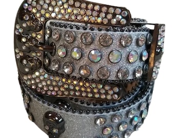 Atlas bling Belt. Sz S Atlas brand Youth BLACK & SILVER CRYSTAL BLING WESTERN BELT  main image 2