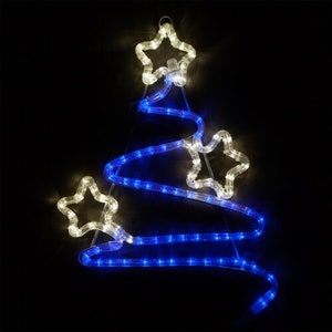 Christmas Outdoor Decoration LED Blue White Rope Light Star Tree Yard Art Wireframe Lighted Display