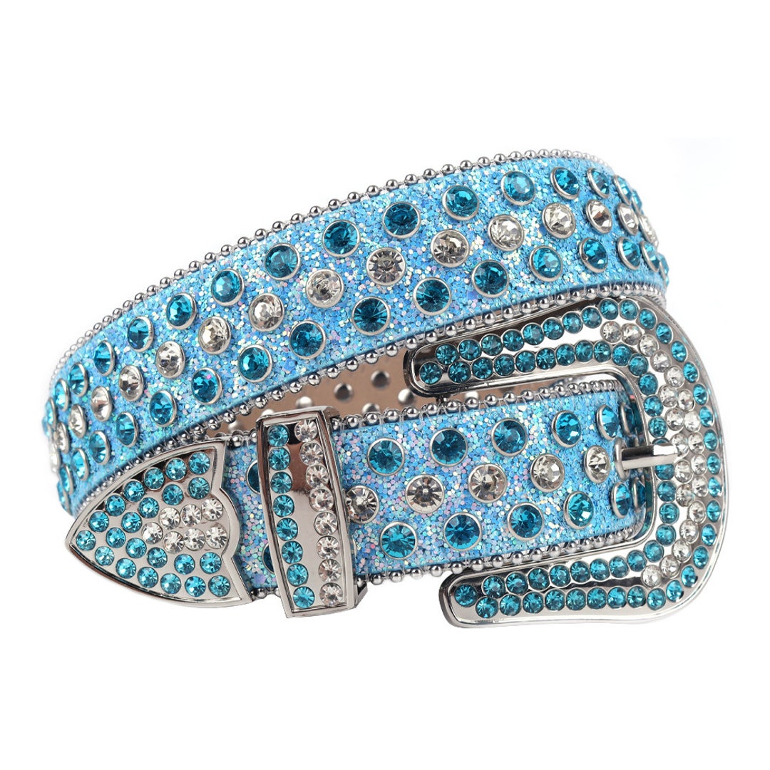 Blue Rhinestone Buckle Western Belts Cowboy Cowgirl Glitter - Etsy