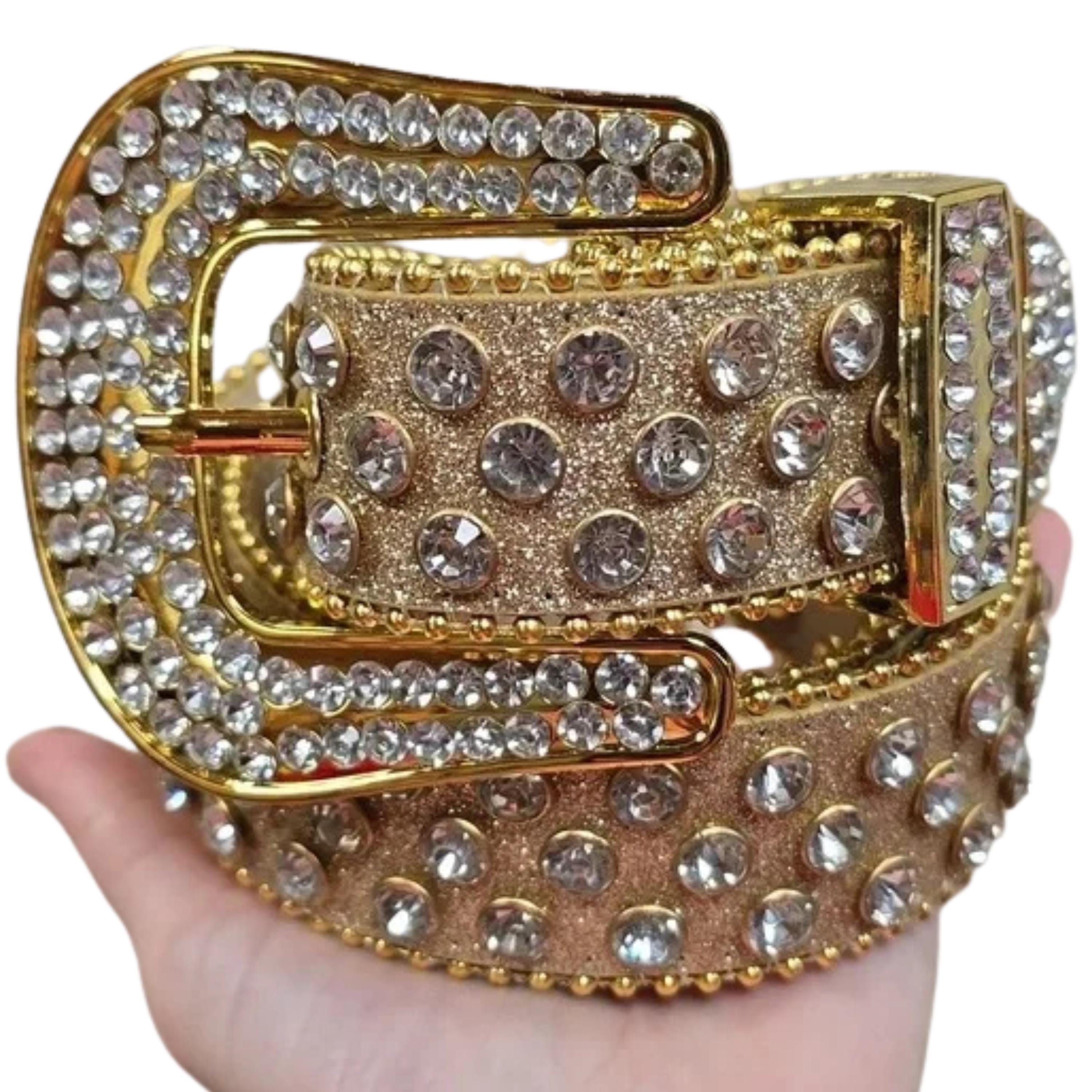 Rose Gold Western Rhinestone Buckle Belt Glitter Bling Rodeo  display picture 1