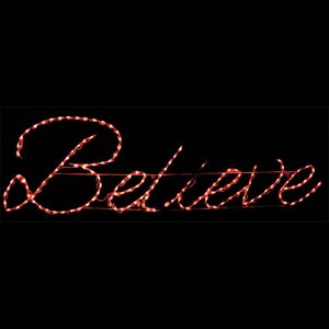 Christmas Believe Outdoor Yard Decoration Sign Lighted Display Word Art Red LED Wireframe Lawn Display Nativity