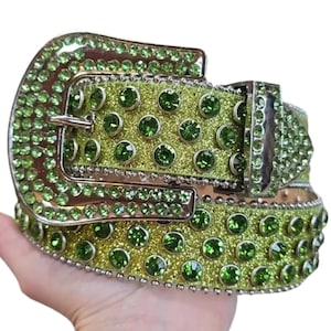 JIARY Green,100CM/39.4'',Rhinestone Belts for Women,Punk