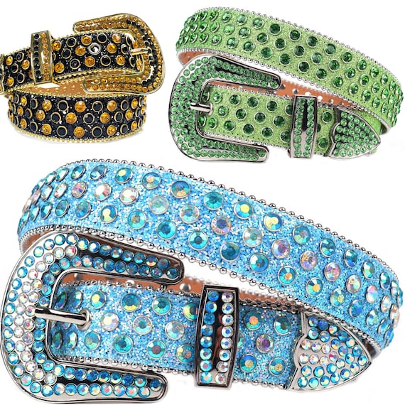 Western Cowboy Bling Bling Rhinestones Skull Belt Men Luxury