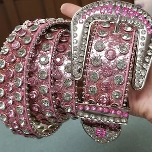 Pink Western Rhinestone Belts Glitter Women's Girls Cowgirl Rodeo Party Bling Sparkly Fair Belt S, M, L, XL