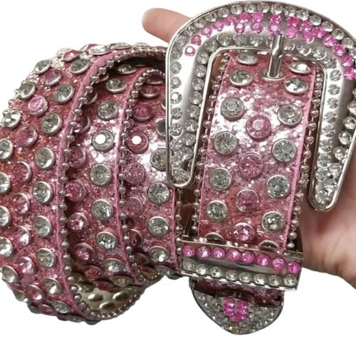 Pink Western Rhinestone Belts Glitter Women display picture 3