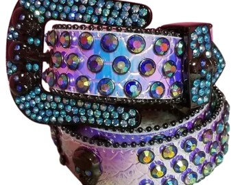 Vintage BB Simon Hair-on-hide Belt: Swarovski Crystal Buckle  display picture 3