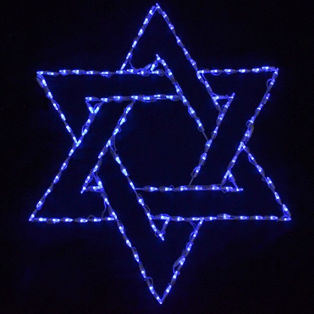Hanukkah Jewish Star of David LED Blue Holiday Light Display Outdoor
