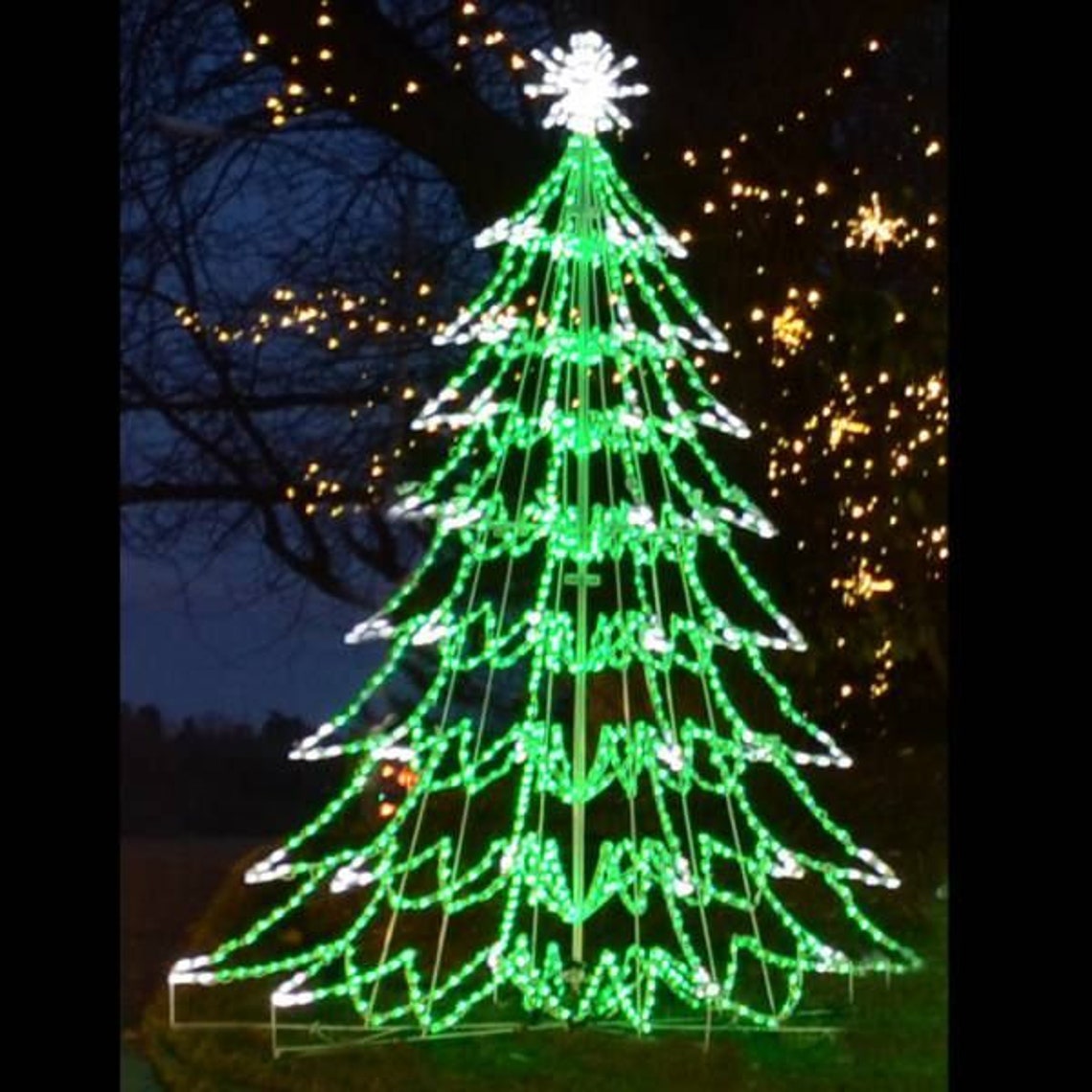 Christmas Tree Outdoor LED Lights 3D Large Yard Art Wireframe - Etsy