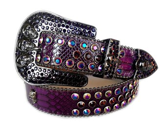 Womens Crystal Rhinestone Studded Thin Leatherette Adjustable Clasp Belt Womens Crystal Rhinestone Studded Thin Leatherette Adjustable Clasp Belt