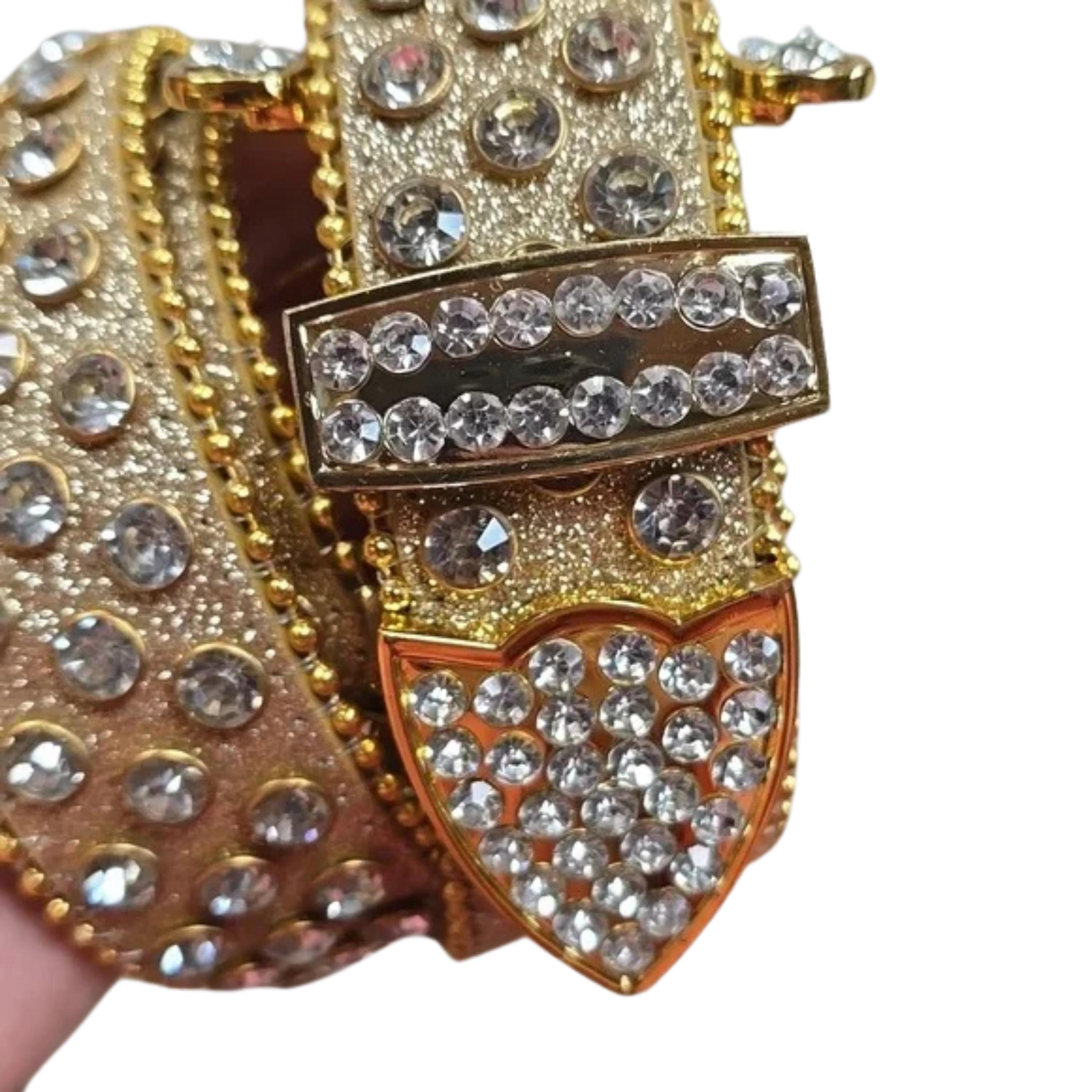 Gold Flower Glitter Buckle Belt Western Rhinestone Bling Rodeo Fair Belts GOLD BELT| Rebekajewelry main image 2