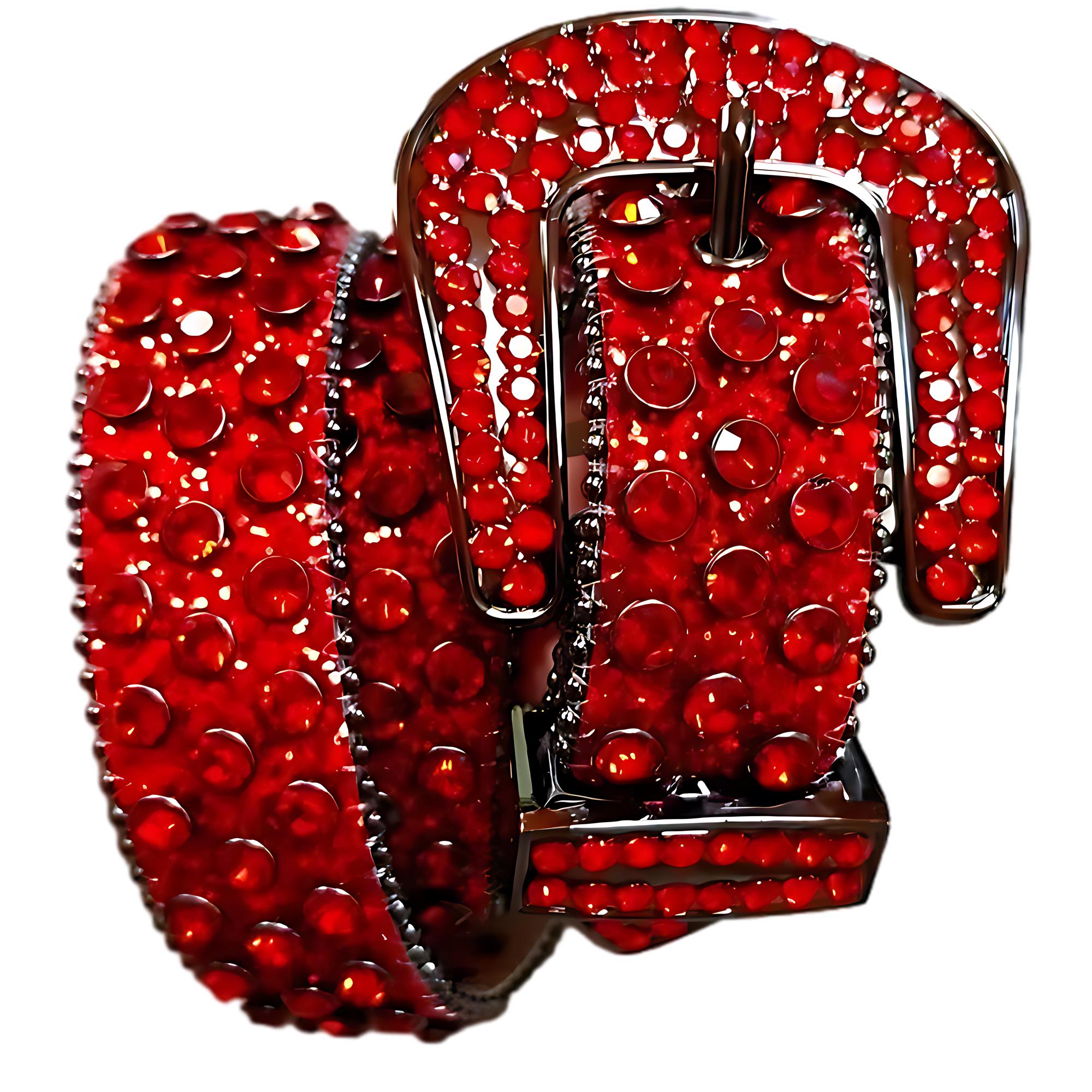 Contemporary Red Crystal & Metal Accent Belt b.b. Simon  main image 4