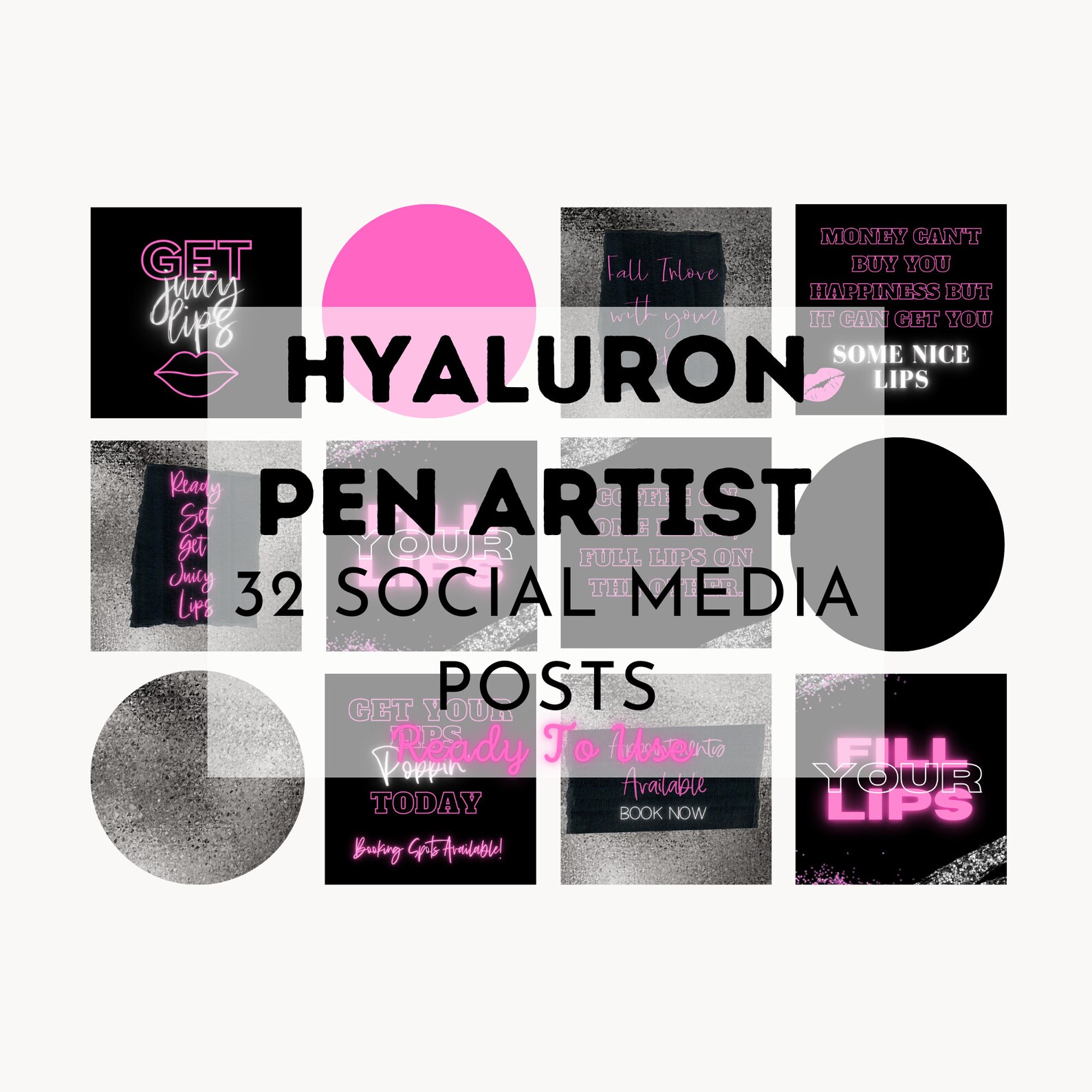 32 Pink Hyaluron Pen Artist Social Media Posts Ready to Use - Etsy
