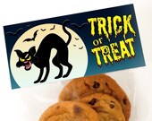 Printable Halloween Treat Bag Topper: Black Cat Design (Digital Download)