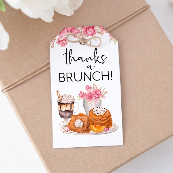 Thanks A Brunch Tag Template Printable Brunch Tags Instant Download Breakfast Party Tag  Watercolor Brunch Party Printables