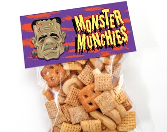 Frankenstein Halloween Treat Bag Topper: Monster Munchies Printable (Digital Download)