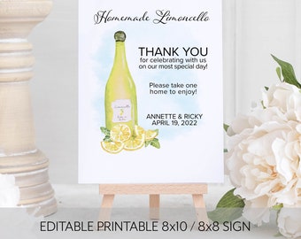 Watercolor Limoncello Wedding Sign: Lemon Kitchen Decor (Printable PDF)