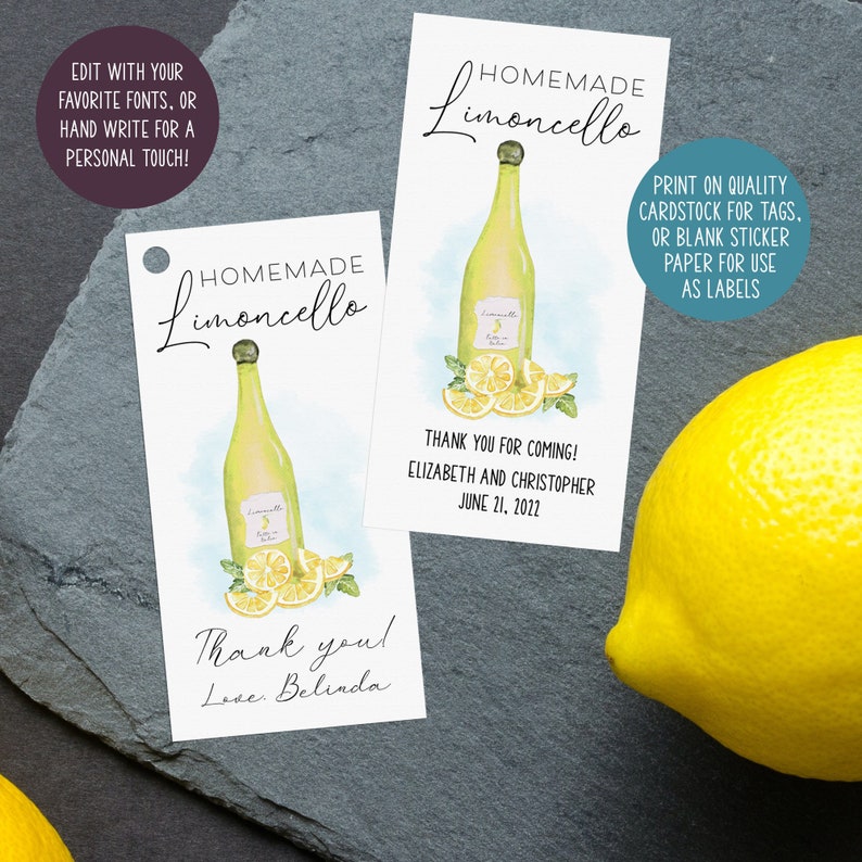Printable Limoncello Tag Template Limoncello Labels Editable Tag for ...