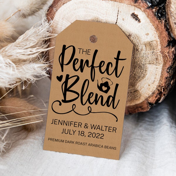 Printable Perfect Blend Tags Editable Coffee Wedding Favor Tag Template Digital Coffee Favor Tags Includes Cricut PNG Perfect Blend Tag