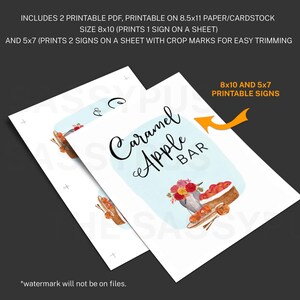 Caramel Apple Bar Sign Printable Candy Apple Bar Signs Digital Download ...
