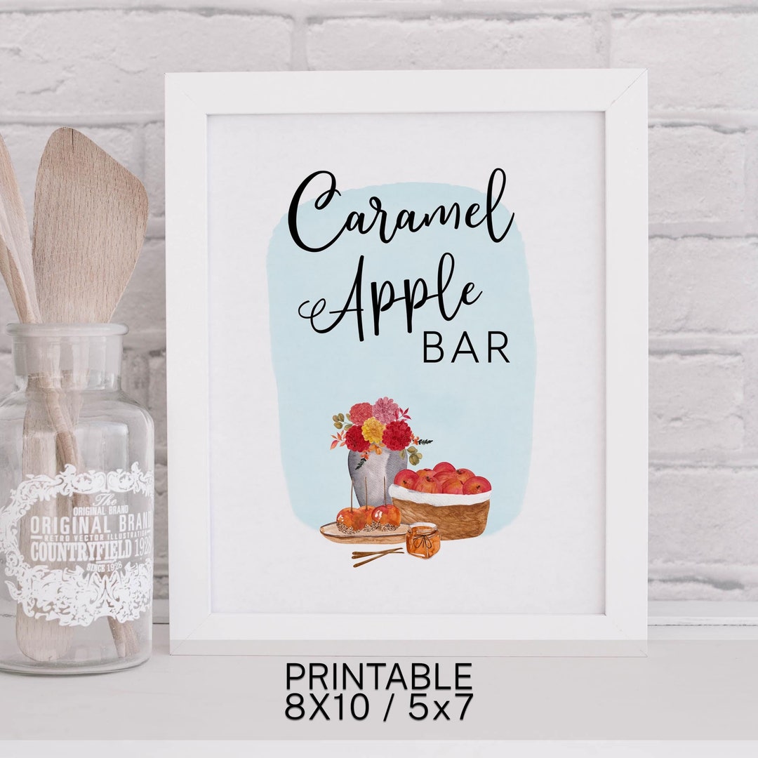 Caramel Apple Bar Sign Printable Candy Apple Bar Signs Digital Download