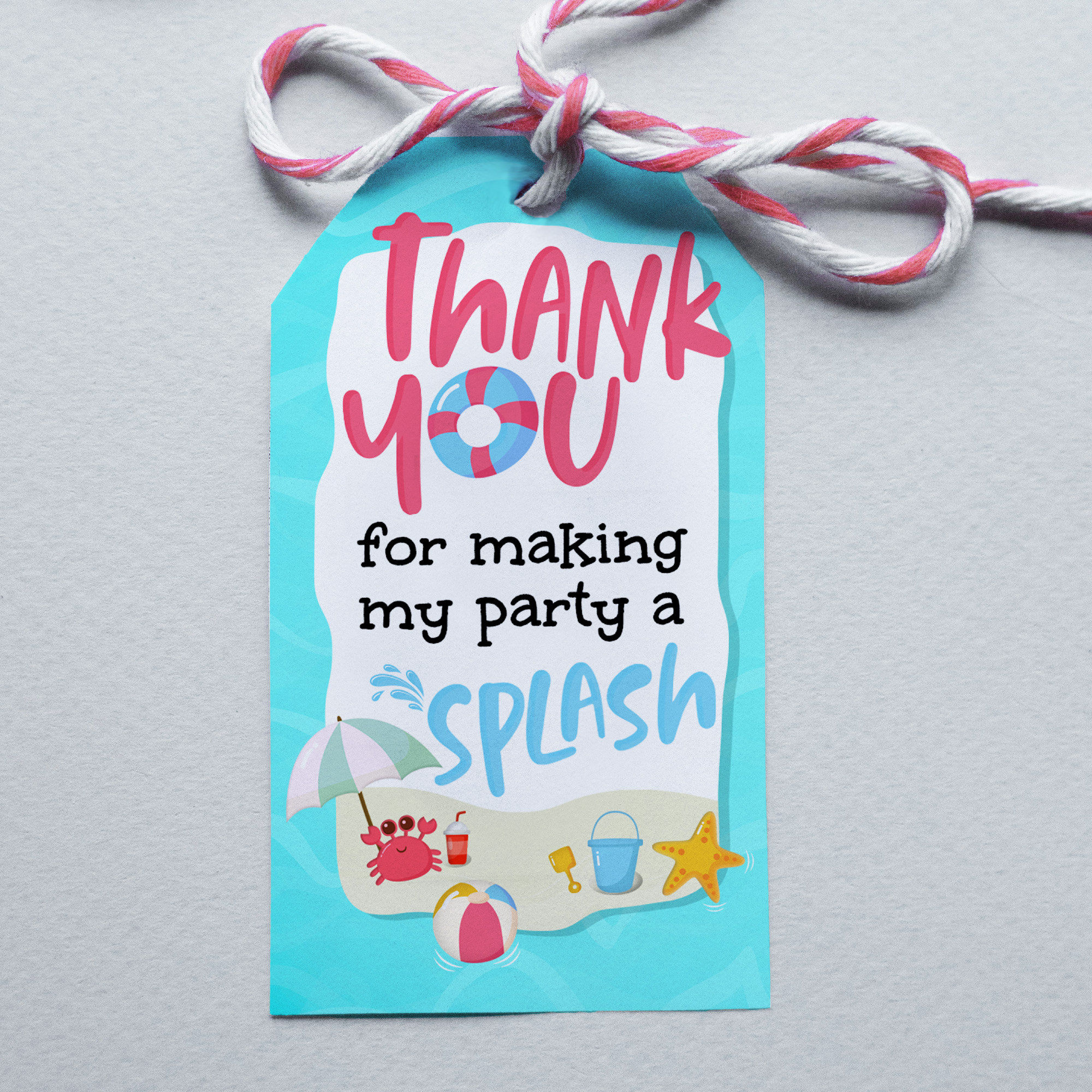 Printable Pool Party Tags Thank You Summer Party Tags Thank You for ...