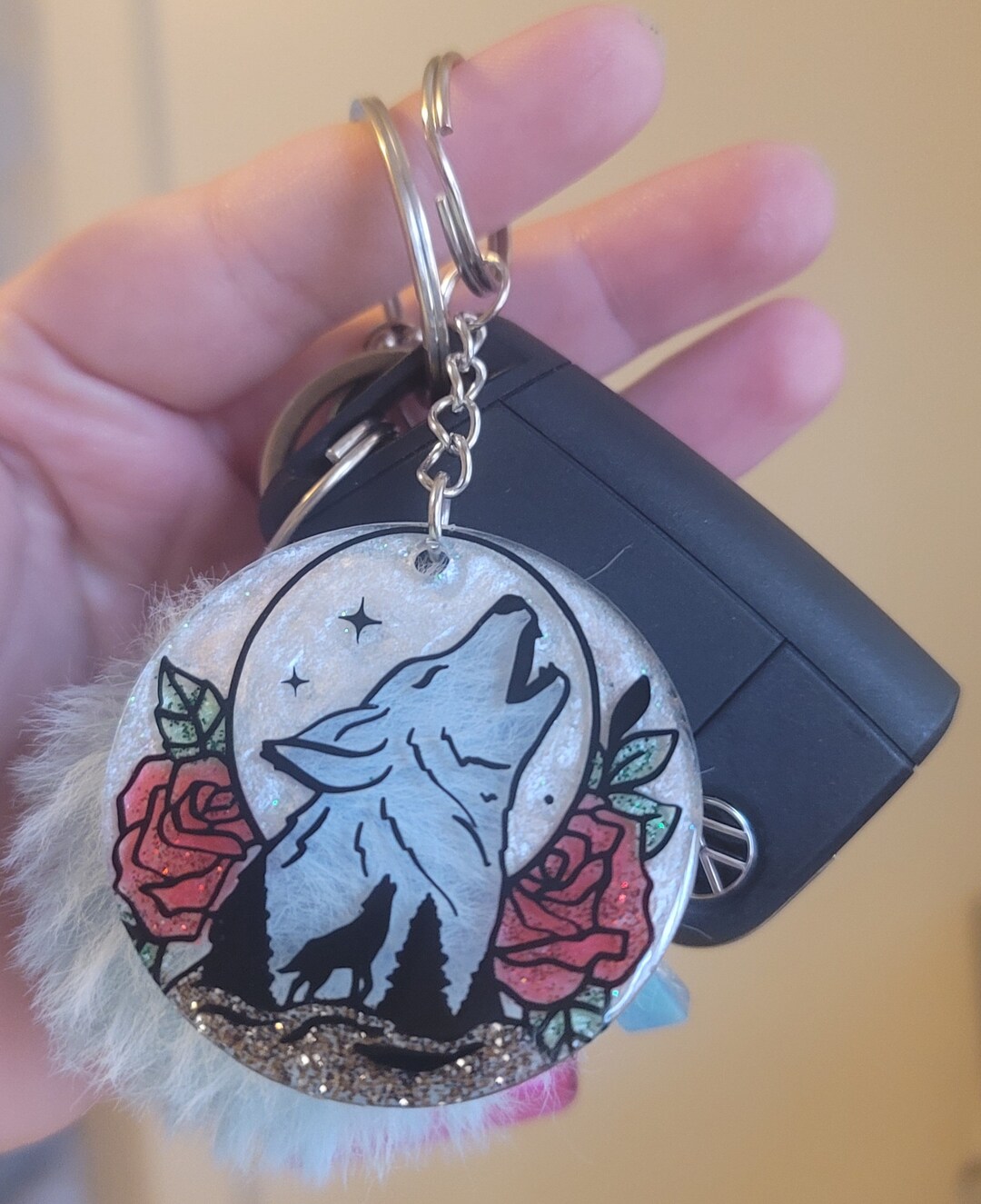 Acrylic Wolf Keychains Etsy