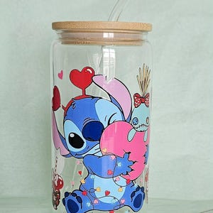 Vaso de cristal con temática de Stitch imagen 3