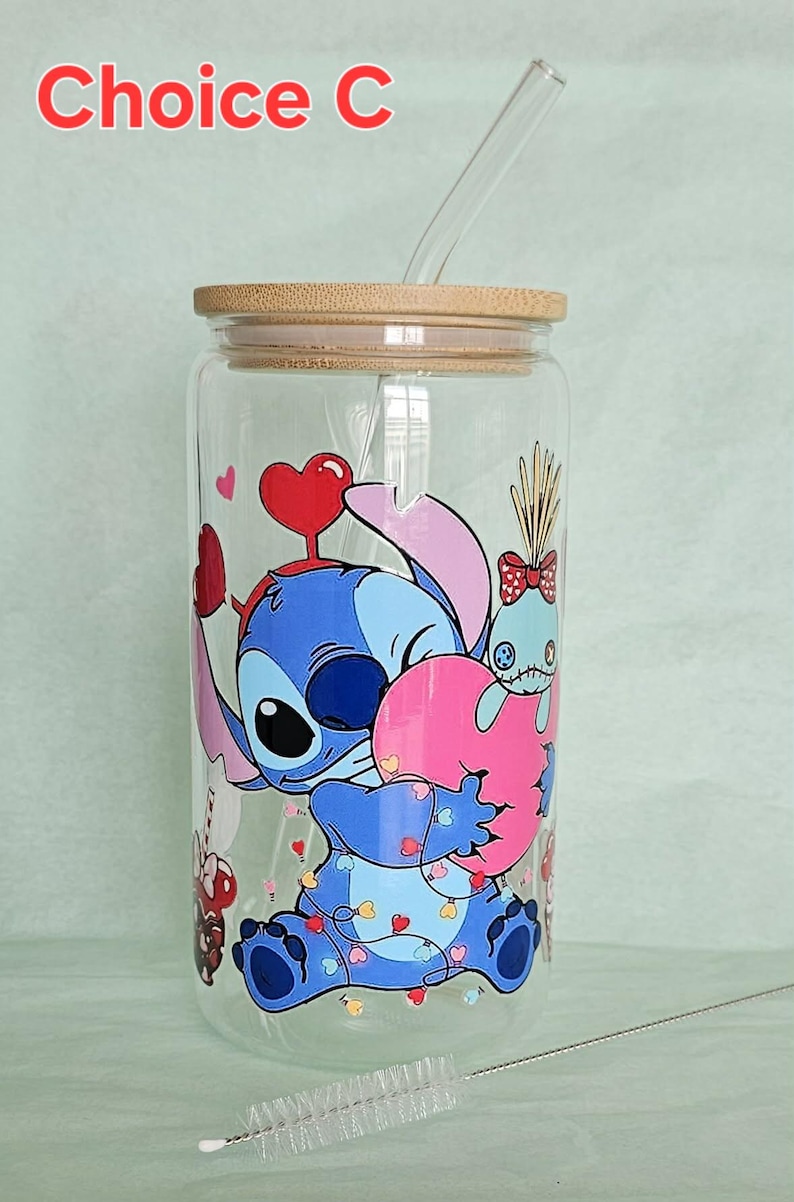 Vaso de cristal con temática de Stitch imagen 3
