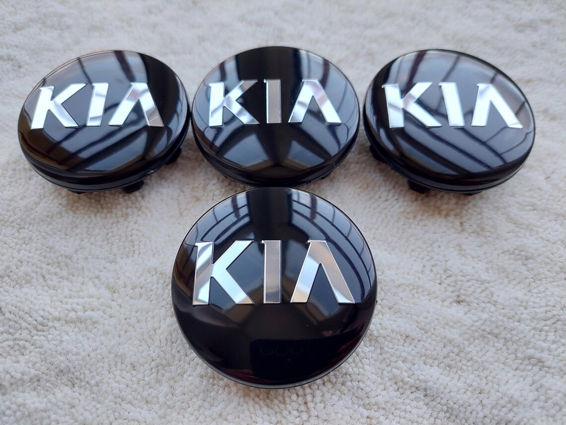 KIA wheel center hub caps 58 mm Outer Diameter Black Etsy