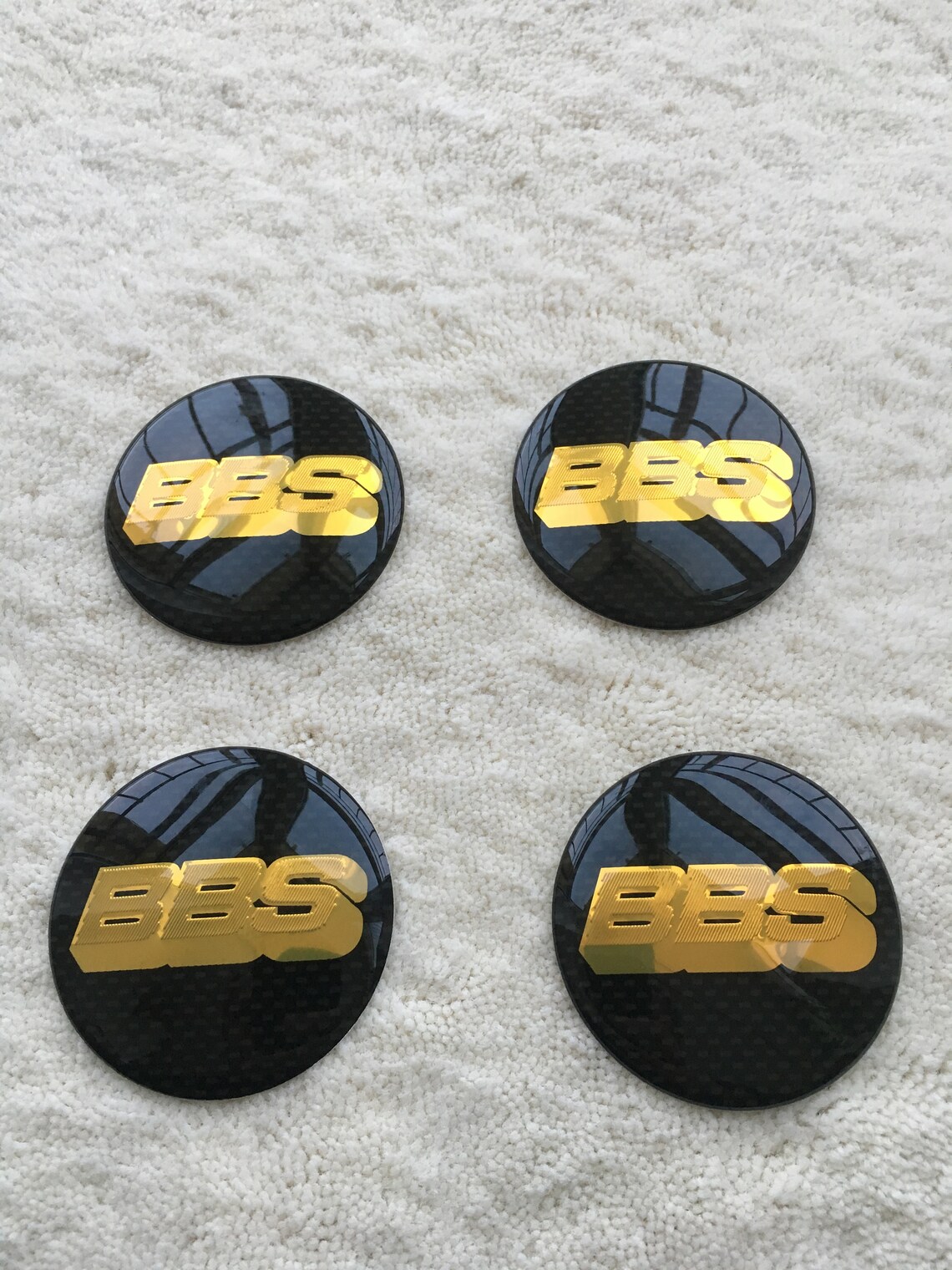 4 Pcs BBS Carbon Wheel Centre Caps Stickers Black / Gold 65 Etsy