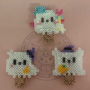 Ghost candy set 3pc 3D perler beads, pixel art, perler beads art, destop decoration, 3D block model, not a kit, completed