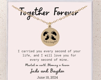 Twin Loss Gift Necklace Personalized, Baby Footprint Infant Memorial Twin Miscarriage Sympathy Grief Gift Together Forever Infant Loss Gift