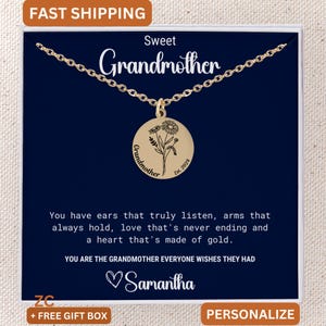 Custom Grandmother Necklace, Granny Message Card, Grandma Gifts, Gifts for Grandma Grandma Birthday Gifts, Grandmother Mother&#39;s Day Necklace