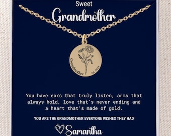 Custom Grandmother Necklace, Granny Message Card, Grandma Gifts, Gifts for Grandma Grandma Birthday Gifts, Grandmother Mother's Day Necklace