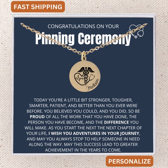 Pinning Ceremony Personalized Gift, BSN Nurse Notecard Necklace RN LPN Gift, Nurse Graduation Congratulating Gift, Nursing School Graduation