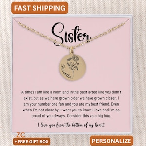 Custom Sister Necklace Gift Sister Gifts for Sister Birthday Gift for Sister Jewelry Gift for Sister Gift Card, 14kt Gold Filled Gold Silver