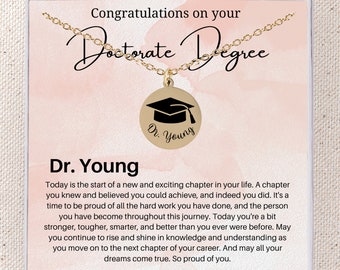 Phd Graduation Personalized Gift, Doctorate Graduation Necklace With Notecard Gift for Woman, PHD Graduation Gift, Doctorate Degree Gifts