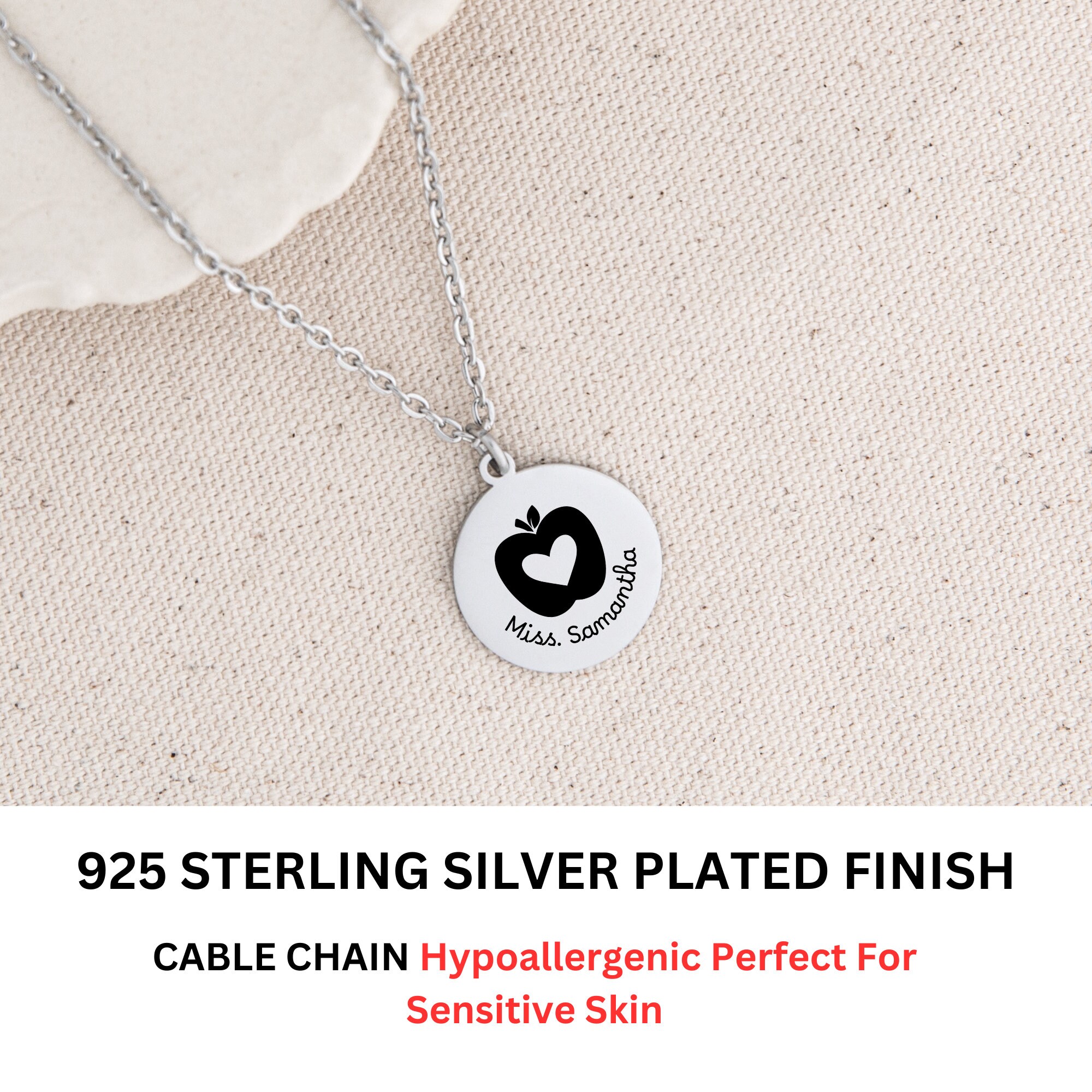 Kindergarten Teacher Necklace Personalized, Message Card Jewelry Gift ...