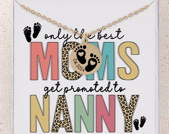 Nanny Necklace, Personalized Nanny Pregnancy Reveal Gift for New Grandmother Baby Sitter gift Card for New Grandma Gifts First Time Nanny